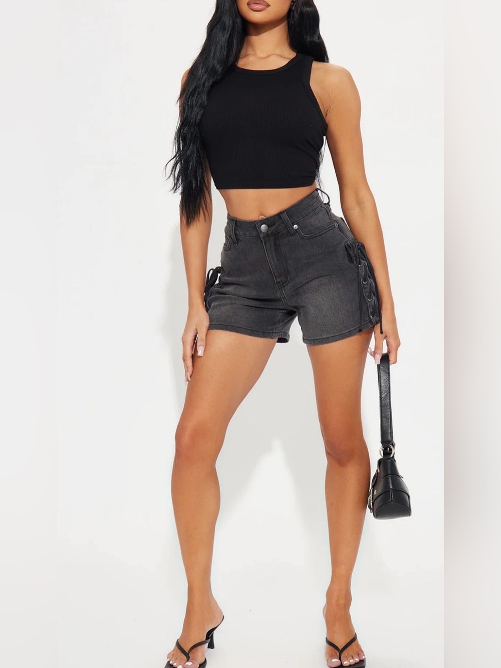 Fashion Nova Goth Biker Alt Festival Grunge Punk Lace Up Side Shorts Black 5 26